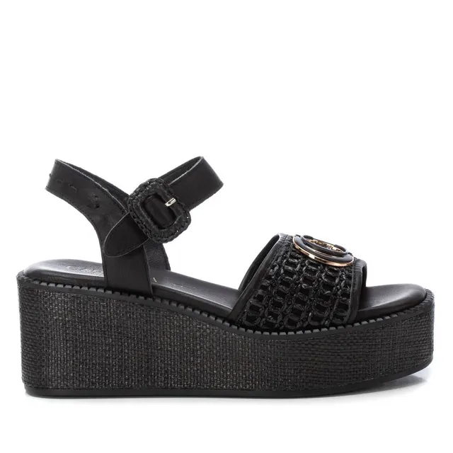 Carmela 16236003 sandales cuir noir compensées
