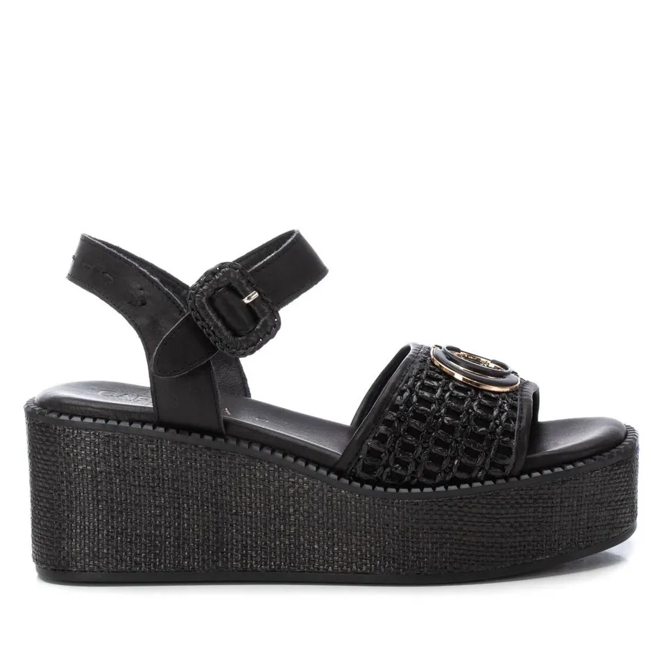 Carmela 16236003 sandales cuir noir compensées