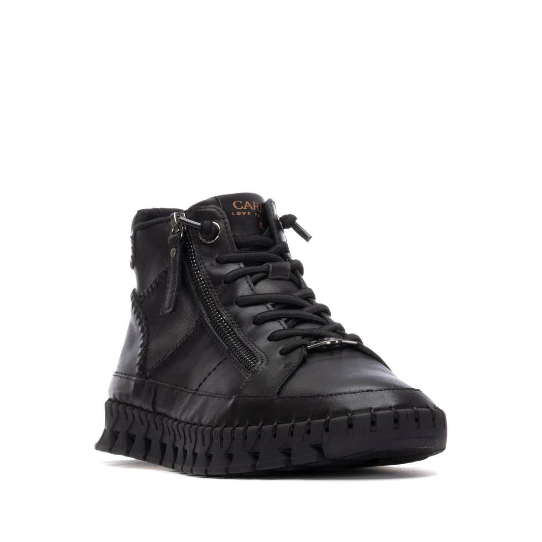 Carmela 16270803 bottine cuir noir zip plat