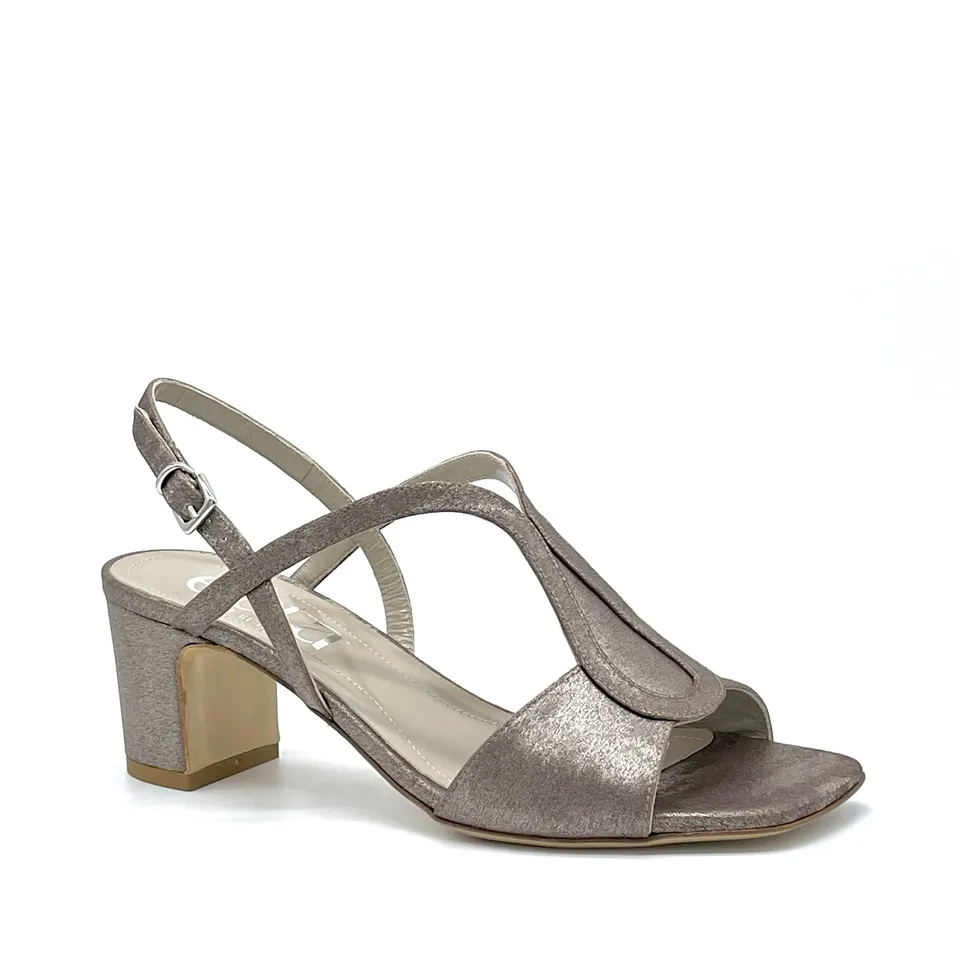 ELATA 15151 sandales chenille satinée étain talon 5,5 cm