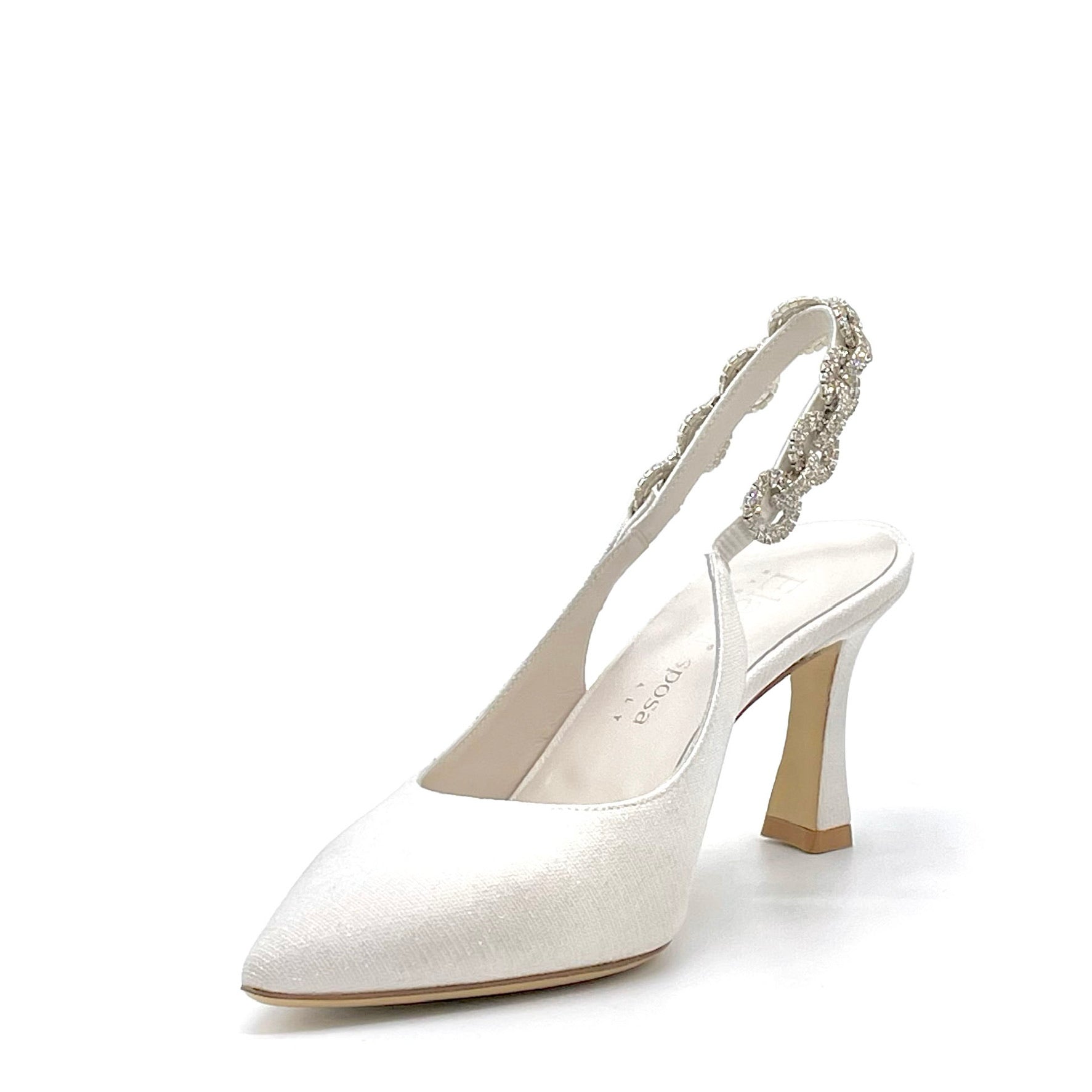 ELATA S2308 slingback blanc bijou talon 7,5 cm