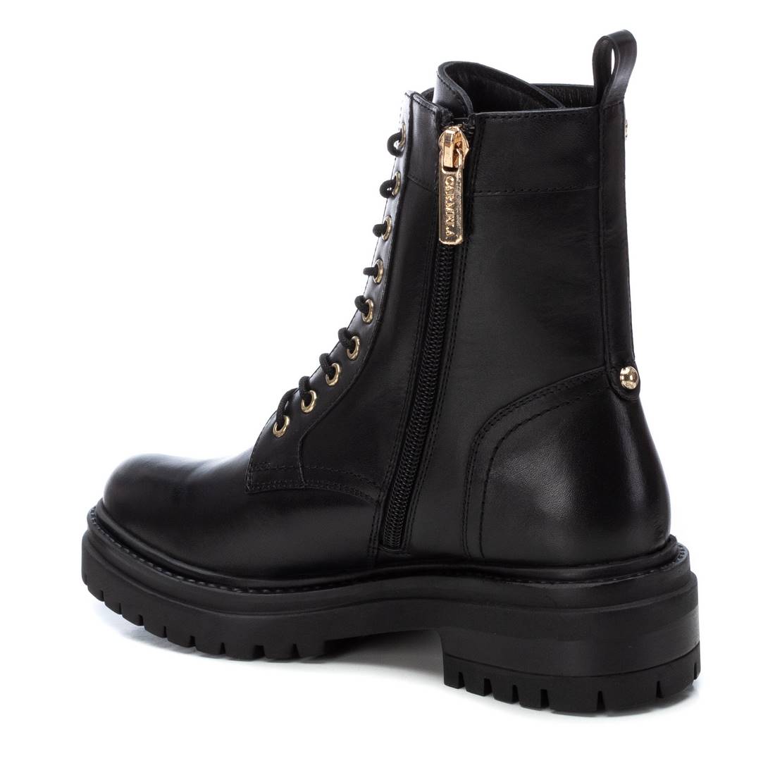 Carmela 16178001 bottines cuir noir lacets zip