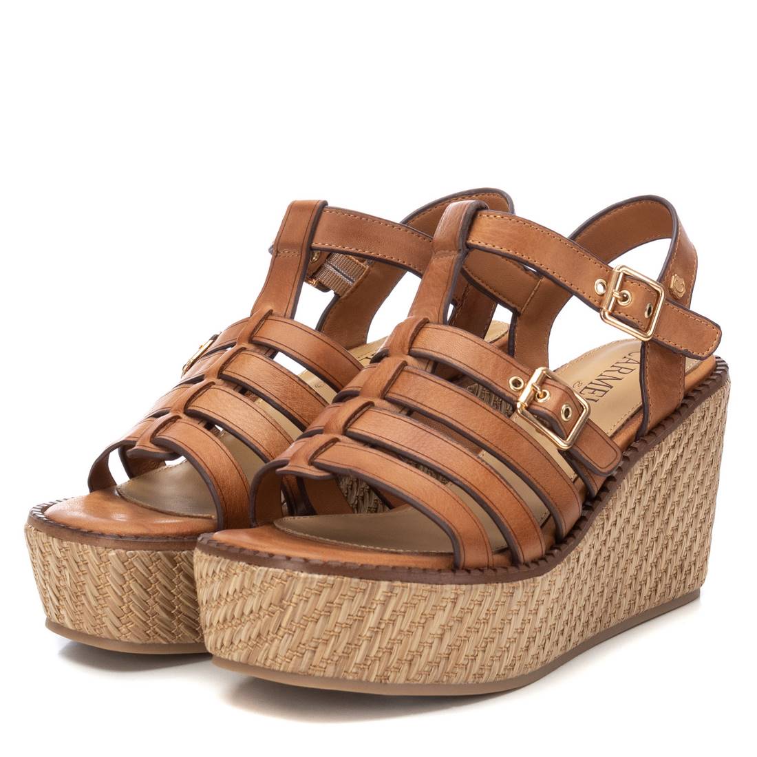 Carmela 16138801 sandales femme marron cuir compensée