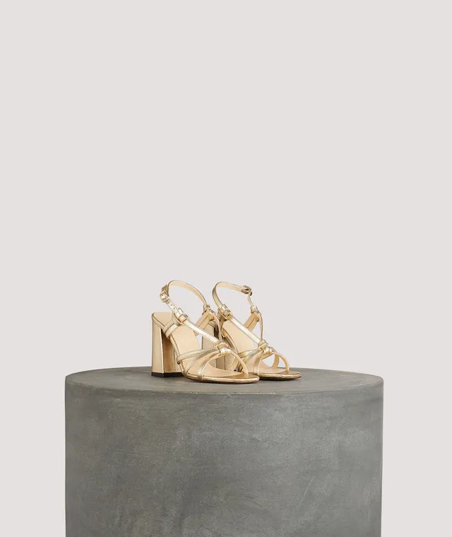 Tila March Noeud sandale cuir or talon 8 cm