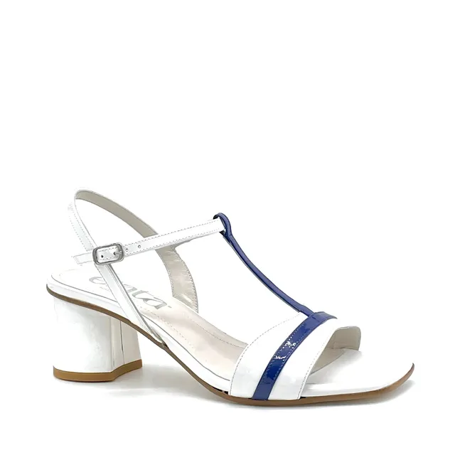Elata 15148-2 sandales vernis blanc bleu talon 5,5 cm