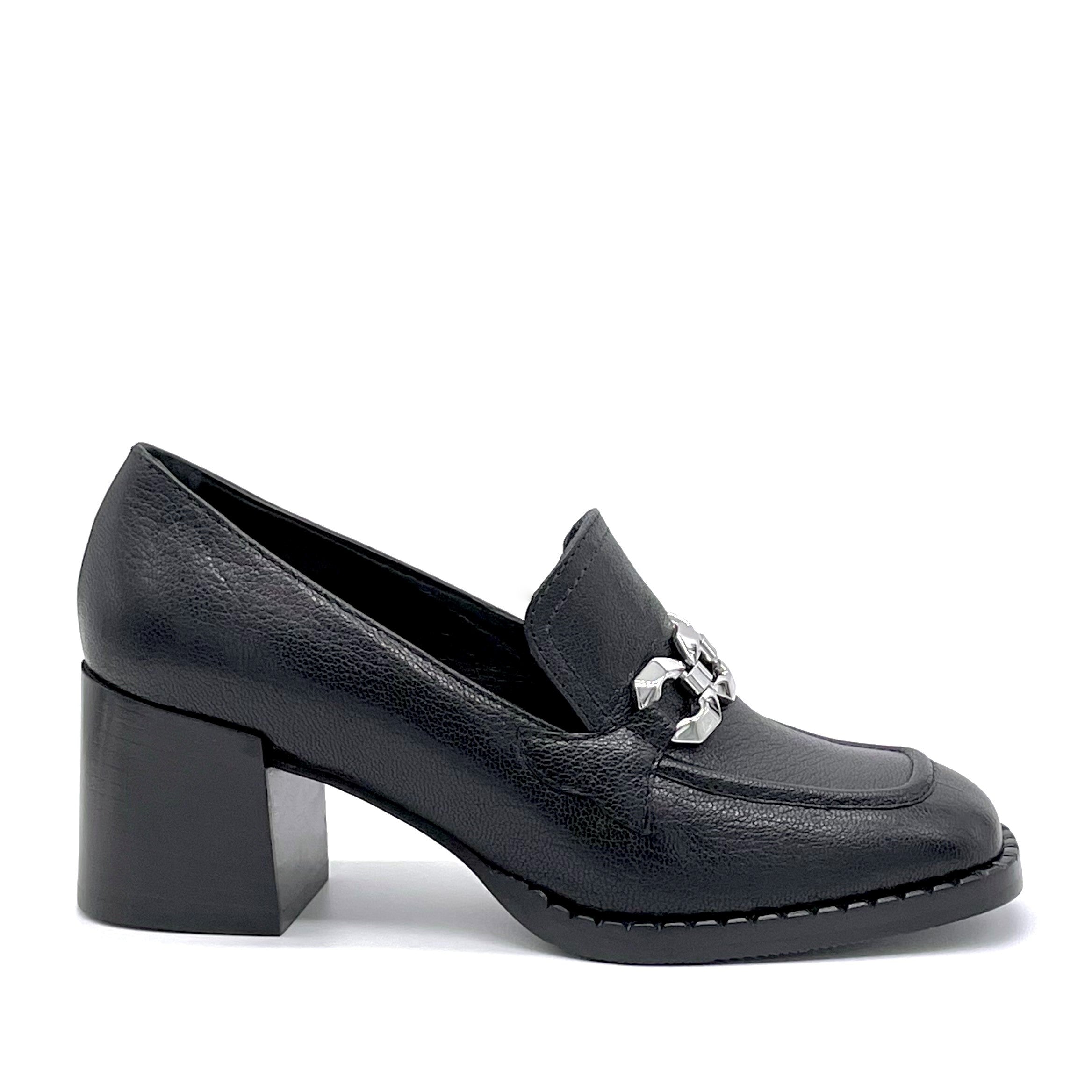 Elata 51502 mocassins cuir noir mors talon 6 cm pointure 37