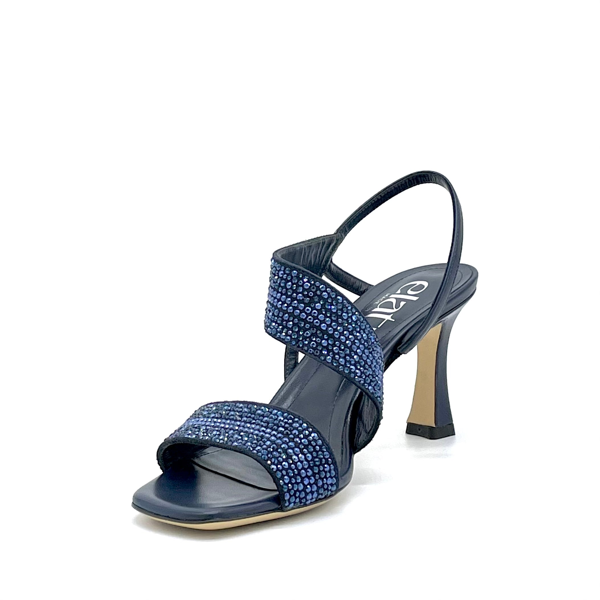 ELATA 13118_1 sandale cuir bleu strass talon 7,5 cm