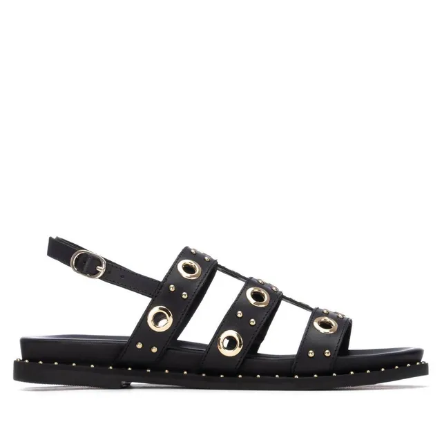 Carmela 16320803 sandales femme noir cuir plat