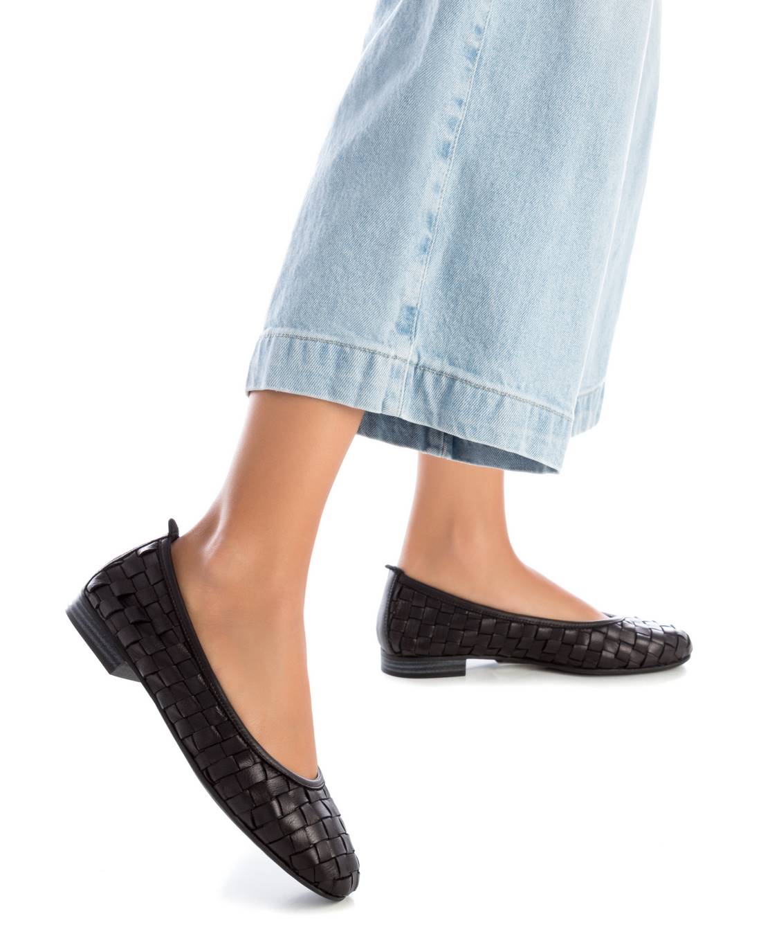 Carmela 16166205 ballerine femme cuir noir tressée