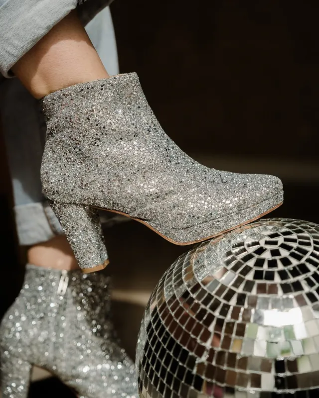 Dessine Moi Un Soulier bottine plateforme glitter argent