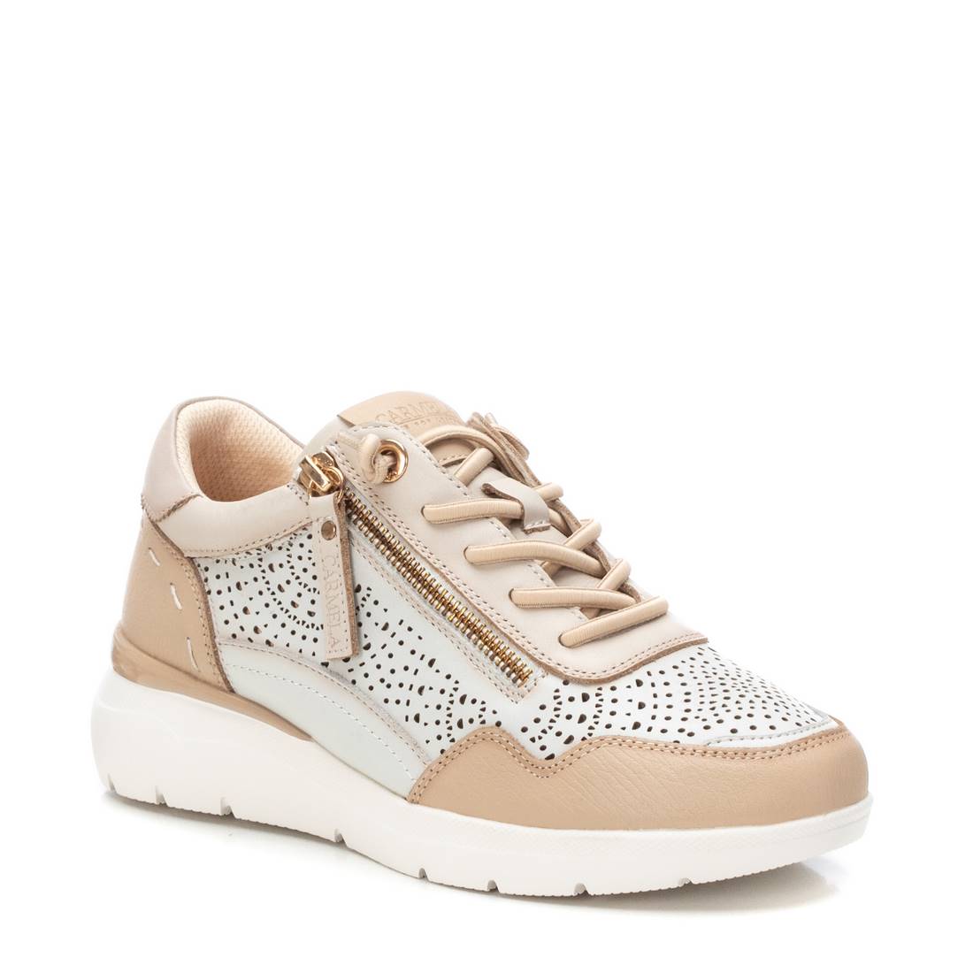 Carmela 16227402 baskets beige cuir perforées