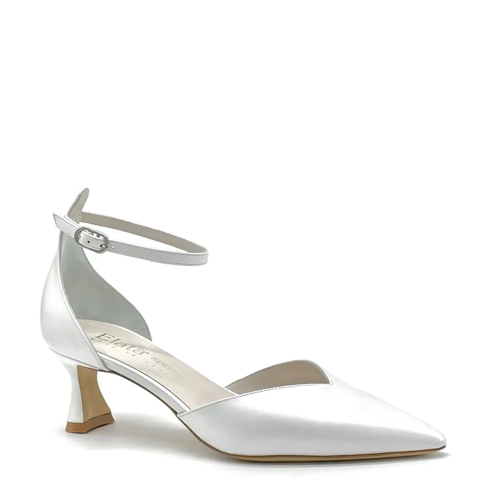 ELATA S2439 escarpins mariée blancs cuir perlé