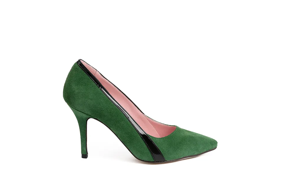 Coralie Masson Gigi escarpins vert vernis noir talon 9 cm