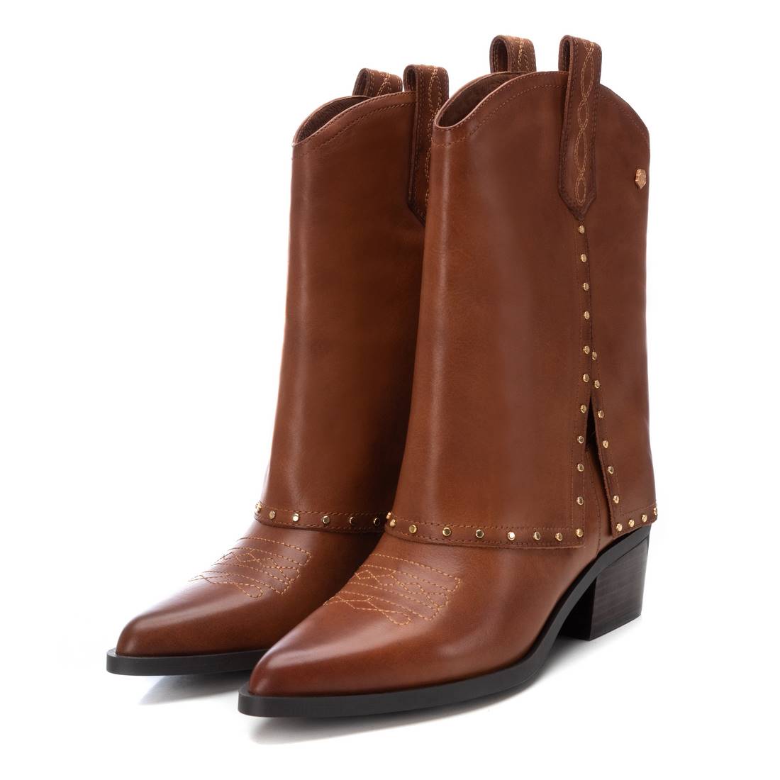 Carmela 16196103 bottine cuir marron style cowboy