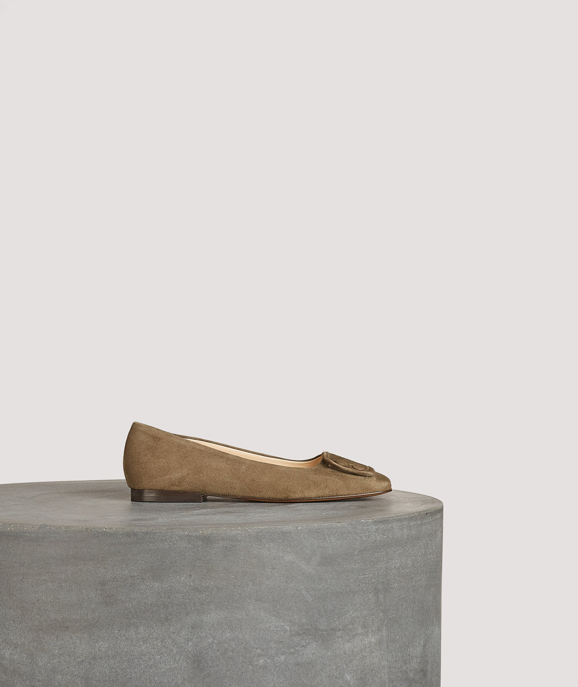 Tila March Louis ballerine cuir kaki bout carré