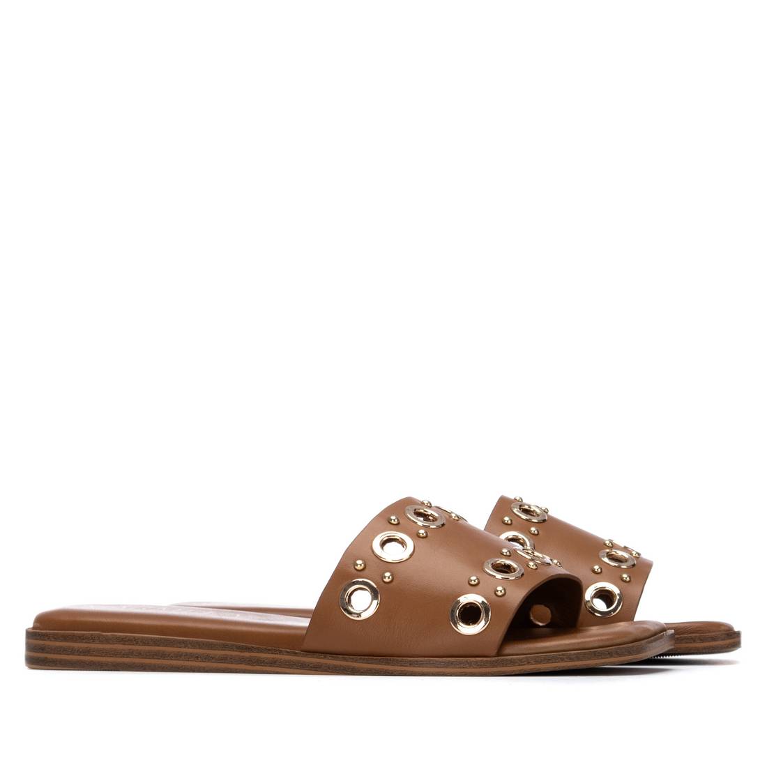 Carmela 16320301 sandale femme cuir camel plate