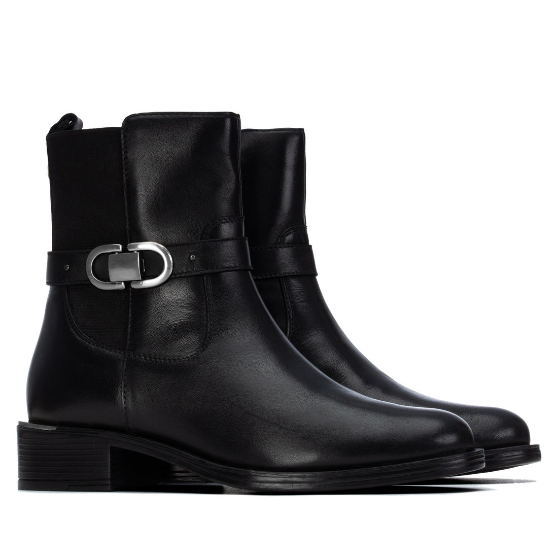 Carmela 16400801 bottines noir cuir talon bas