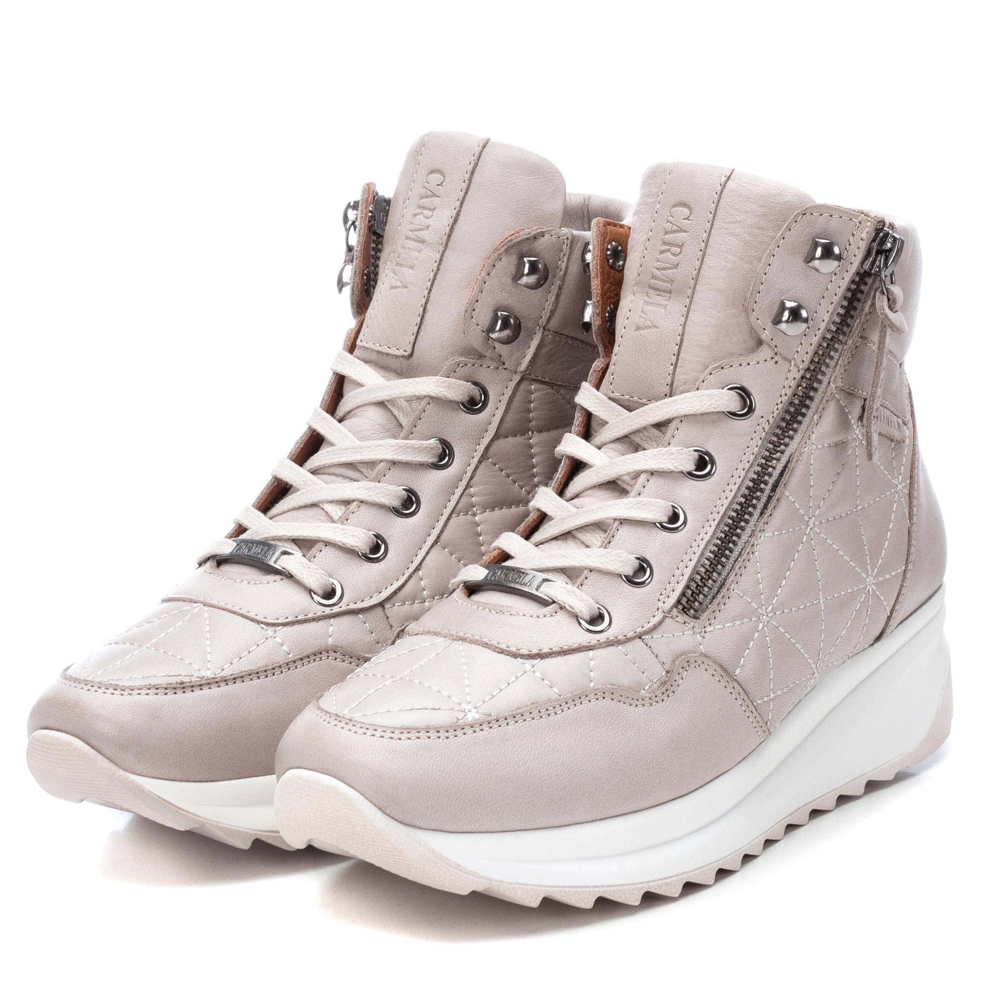 Carmela 16027902 basket montante cuir blanc talon 4 cm