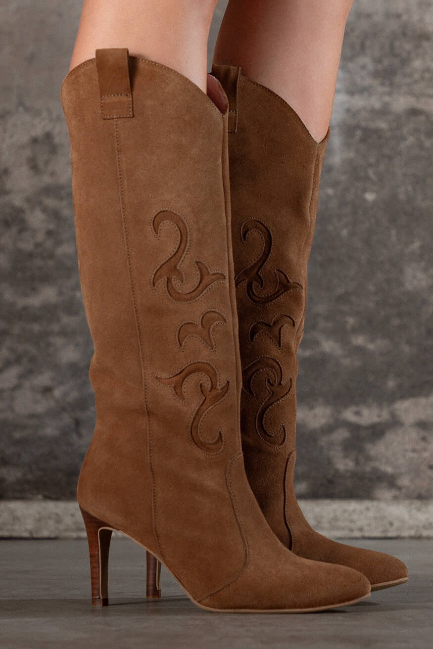 Coralie Masson Kate bottes croûte cuir cognac talon 7,5 cm