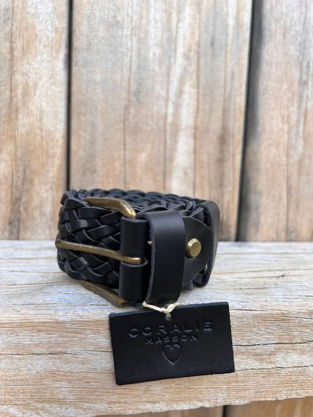 Coralie Masson Mila ceinture cuir noir tressé 3,5 cm