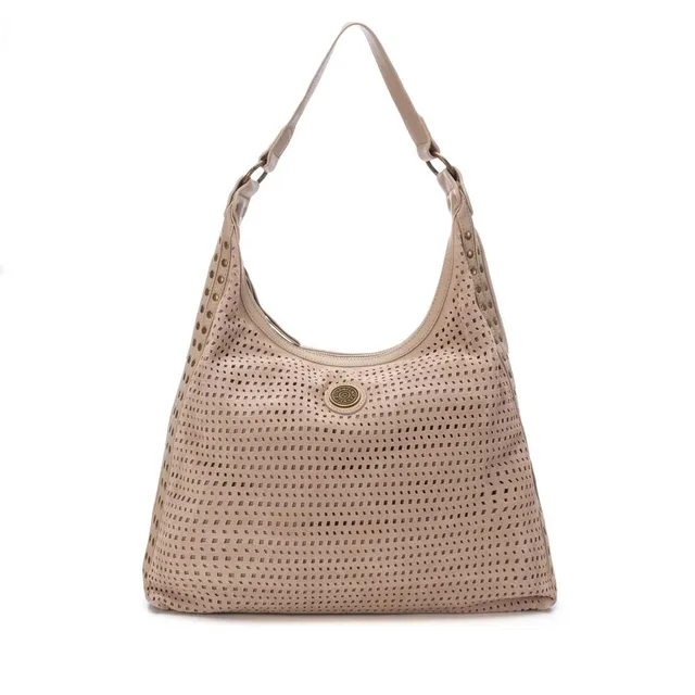 Carmela 18603902 sac épaule marron cuir clouté 39 cm