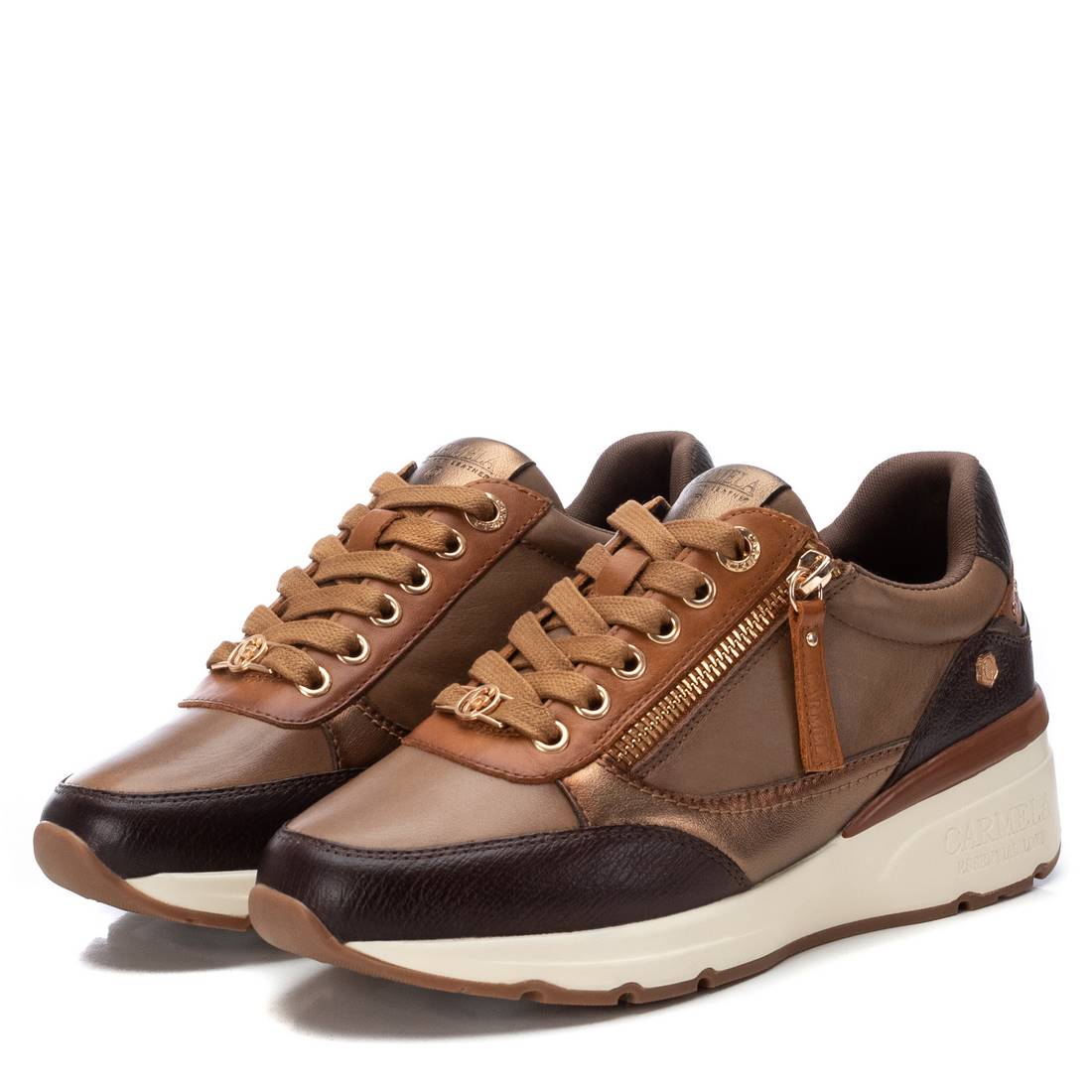 Carmela 16182505 sneakers femme marron cuir zip