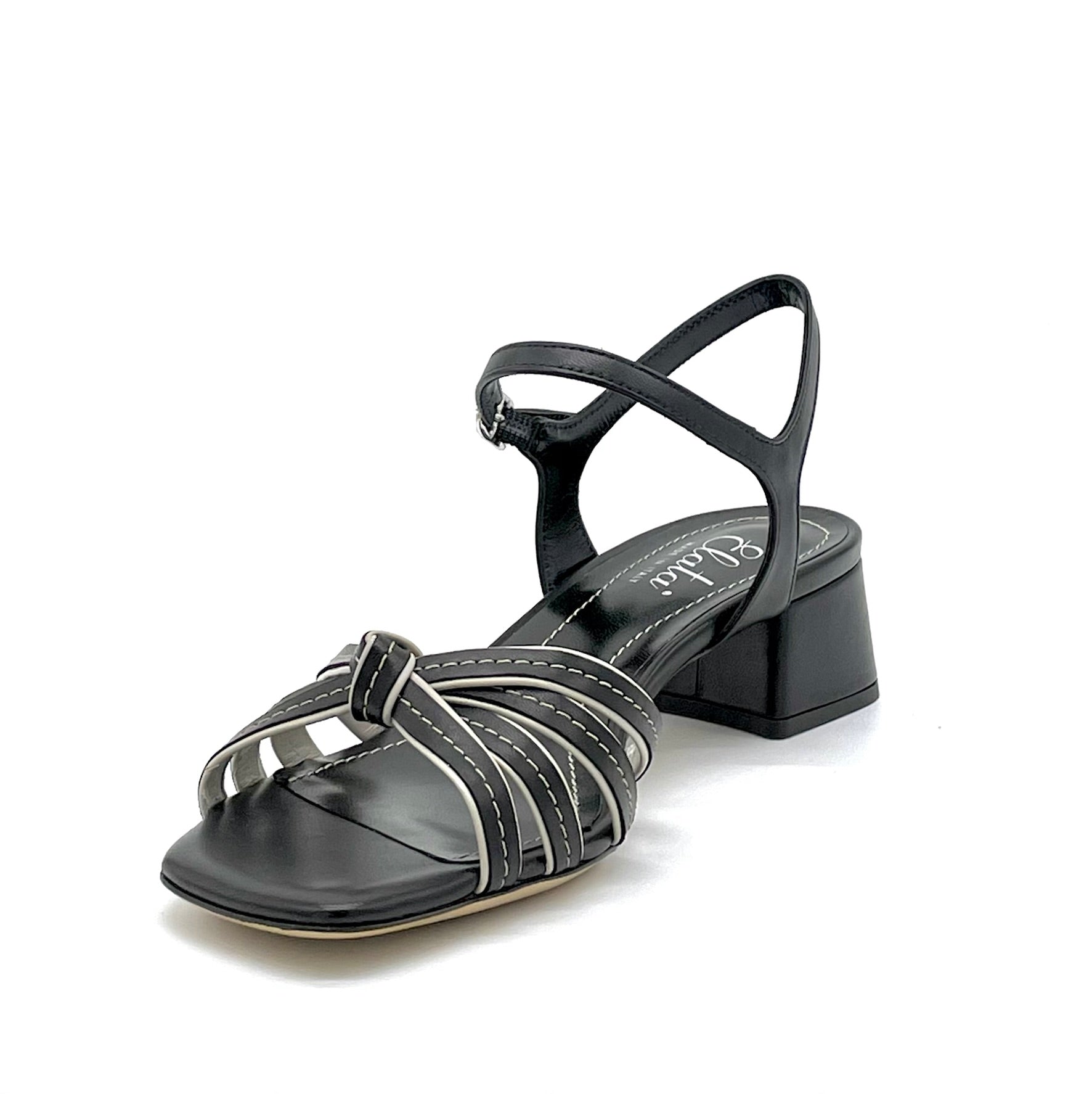 ELATA 12115_2 sandales cuir noir blanc talon 3,5 cm