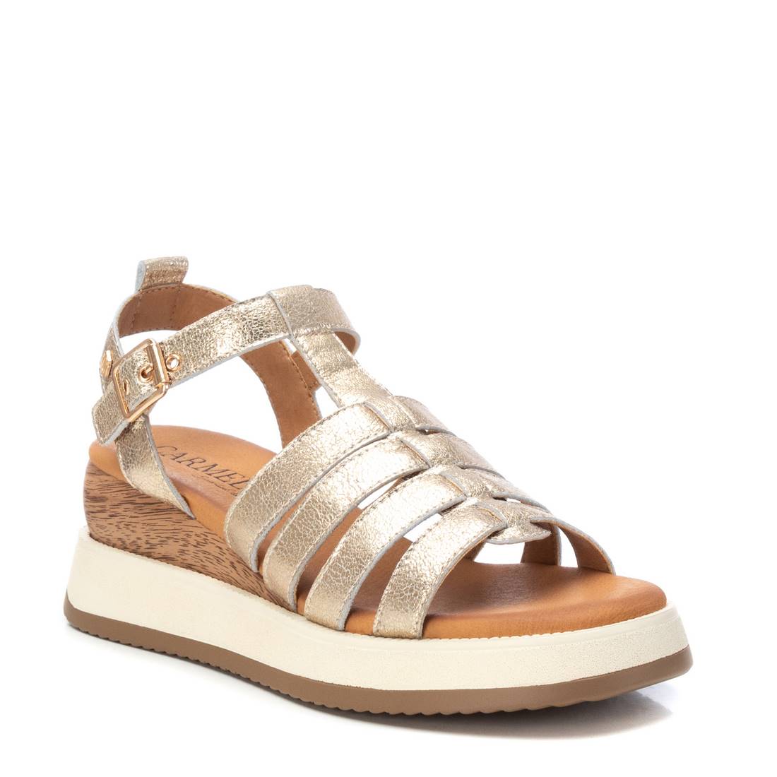 Carmela 16160901 sandale compensée doré cuir