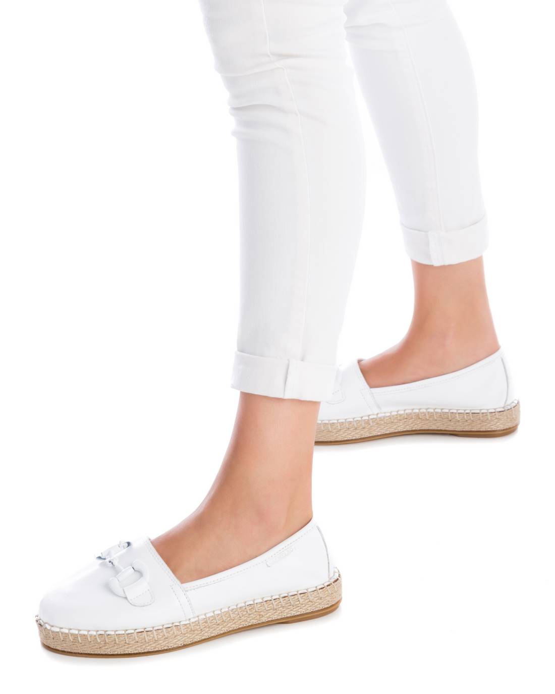 Carmela 16050605 espadrille cuir blanc semelle jute
