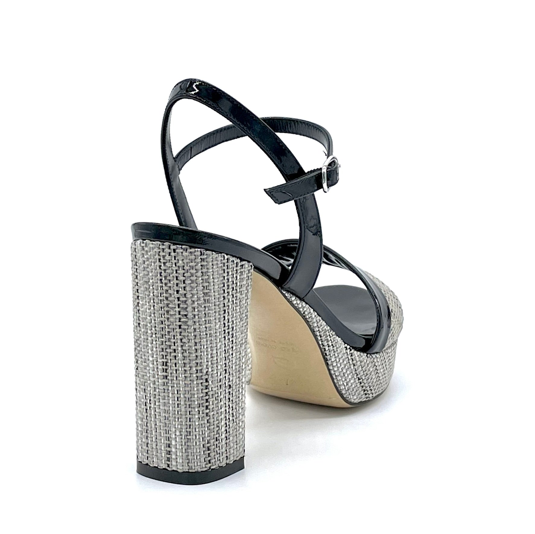 Elata 12155_3 sandales vernies noires rafia plateau 9,5 cm
