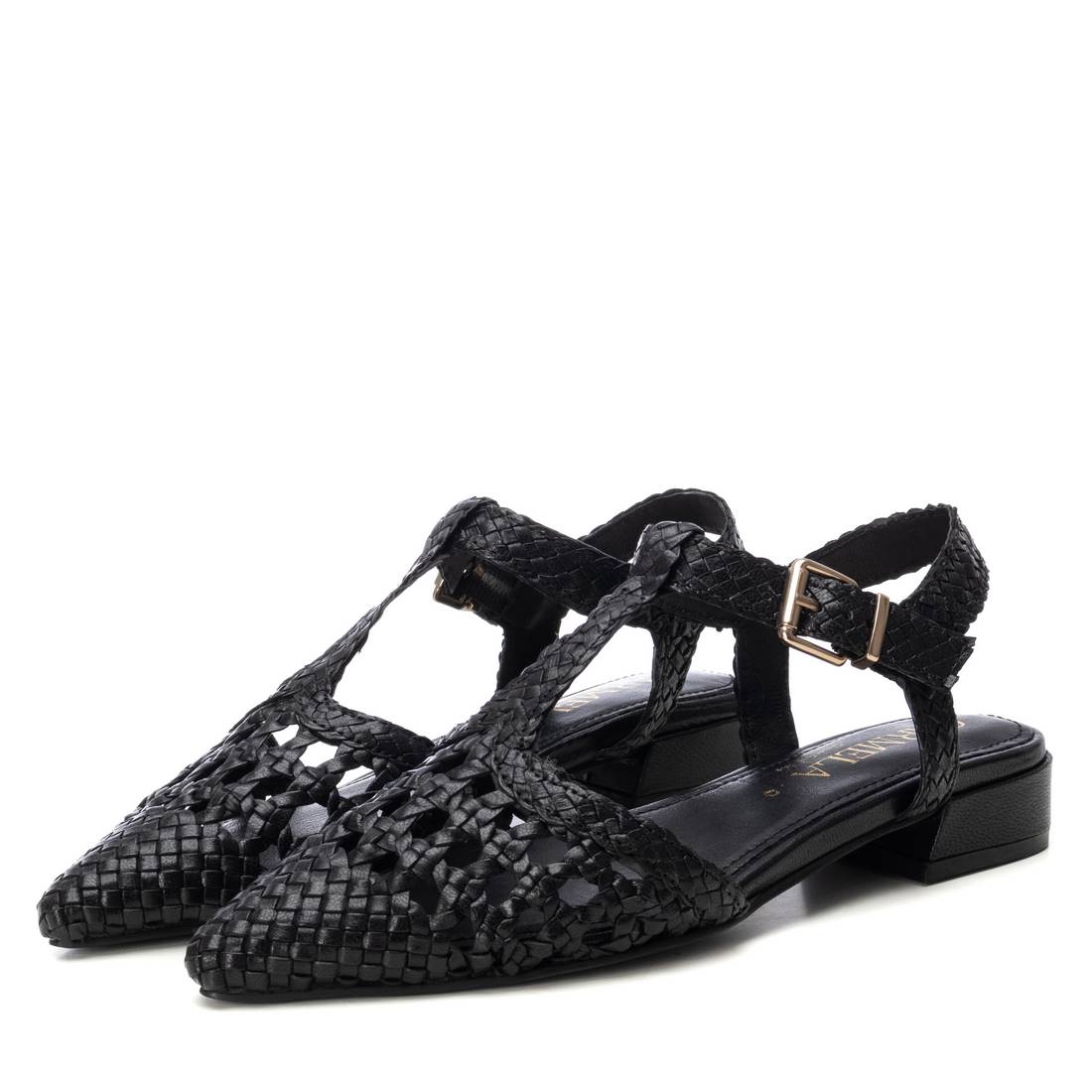 Carmela 16218406 ballerine noir cuir tressé