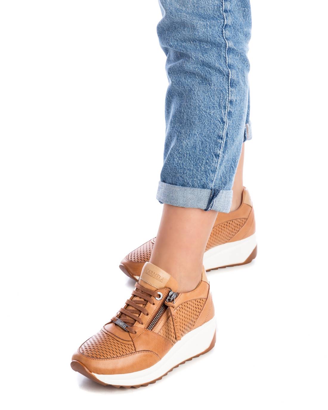 Carmela 16070901 sneaker femme marron cuir picots