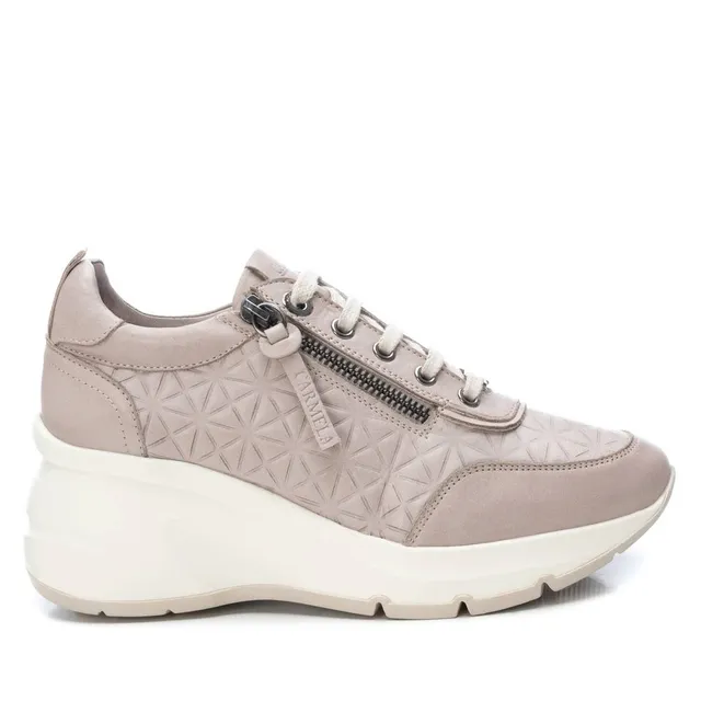 Carmela 16119902 baskets cuir blanc compensées zip