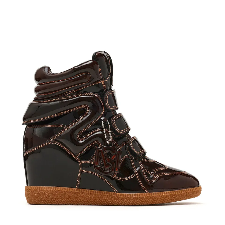 Steve Madden Mavis basket montante marron verni scratch