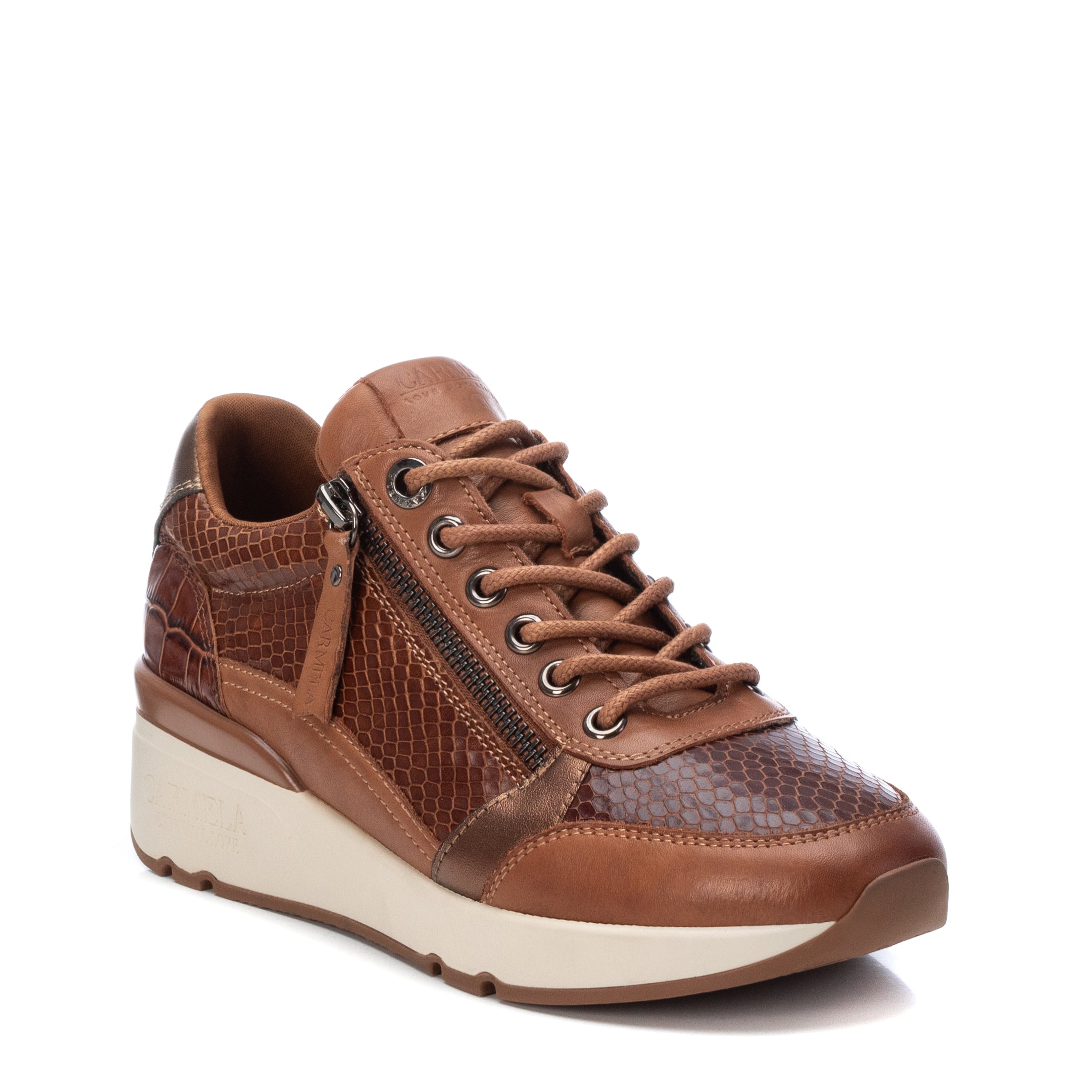 Carmela 16018202 basket cuir marron femme lacet