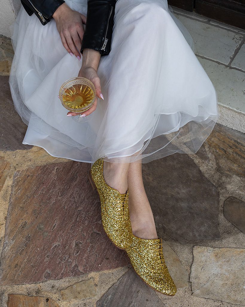 Dessine Moi Un Soulier richelieu glitter or plat