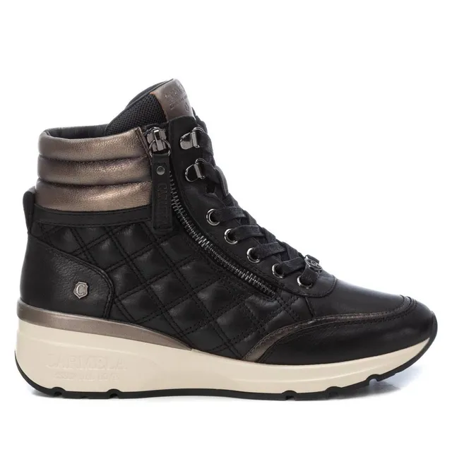 Carmela 16182101 bottines cuir noir compensé 4 cm