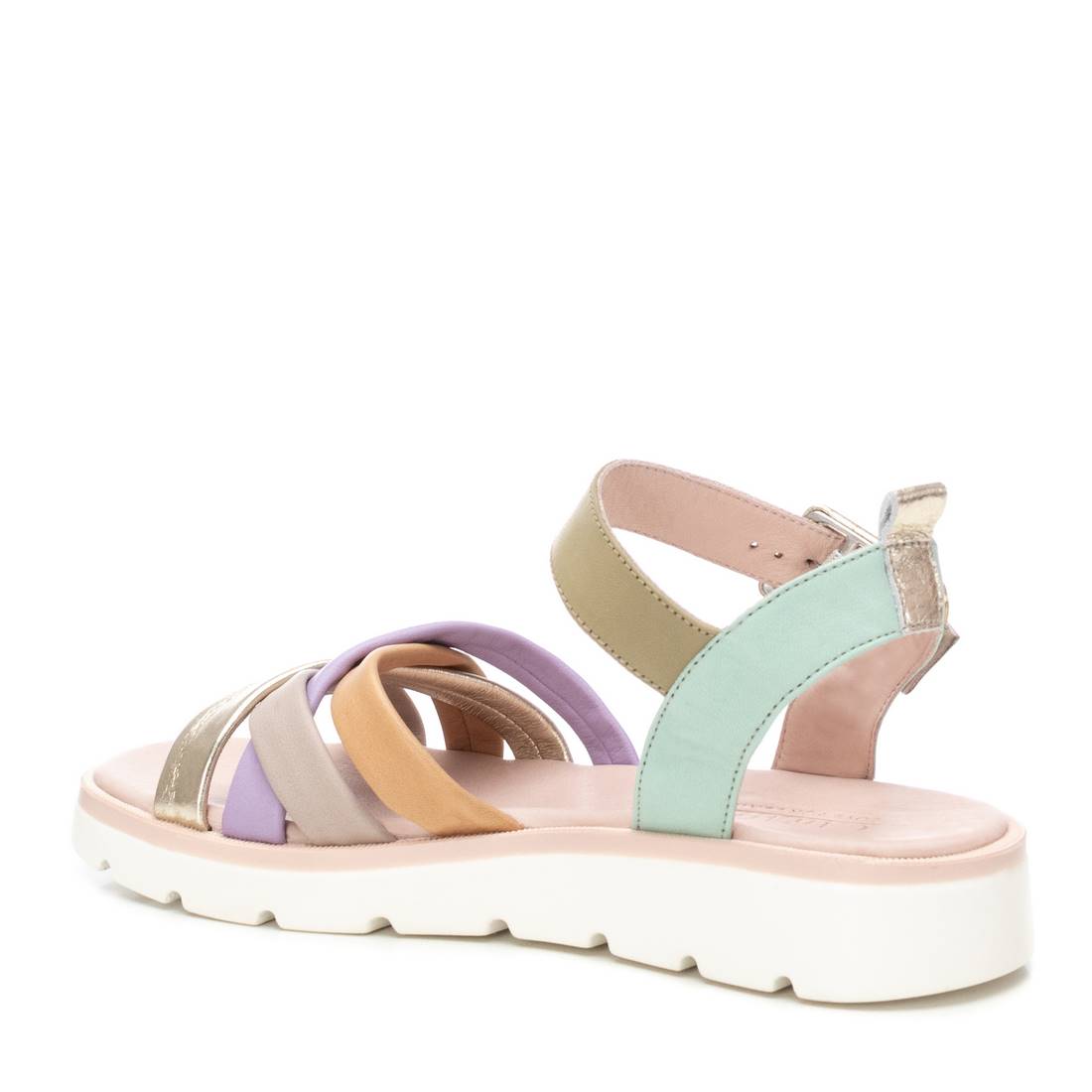 Carmela 16155702 sandale verte cuir plate boucle