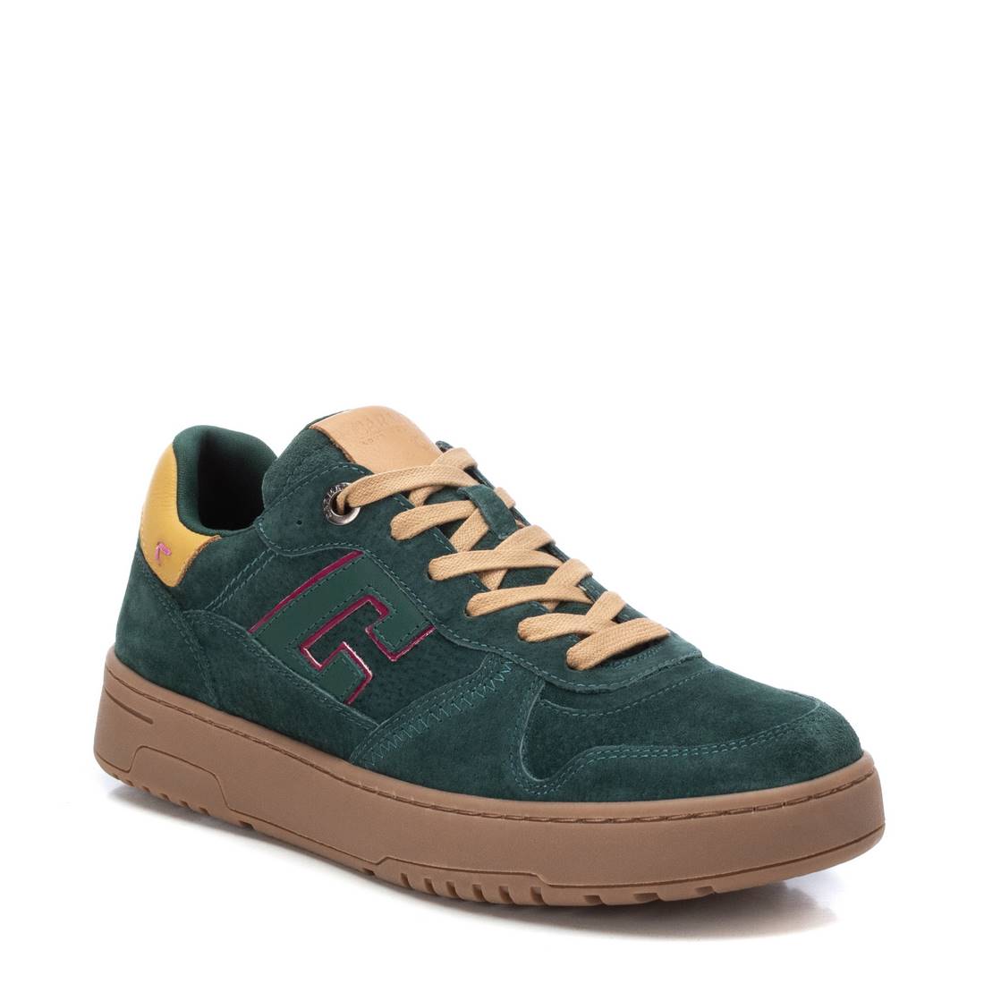 Carmela 16180602 sneaker cuir vert lacets métallisés