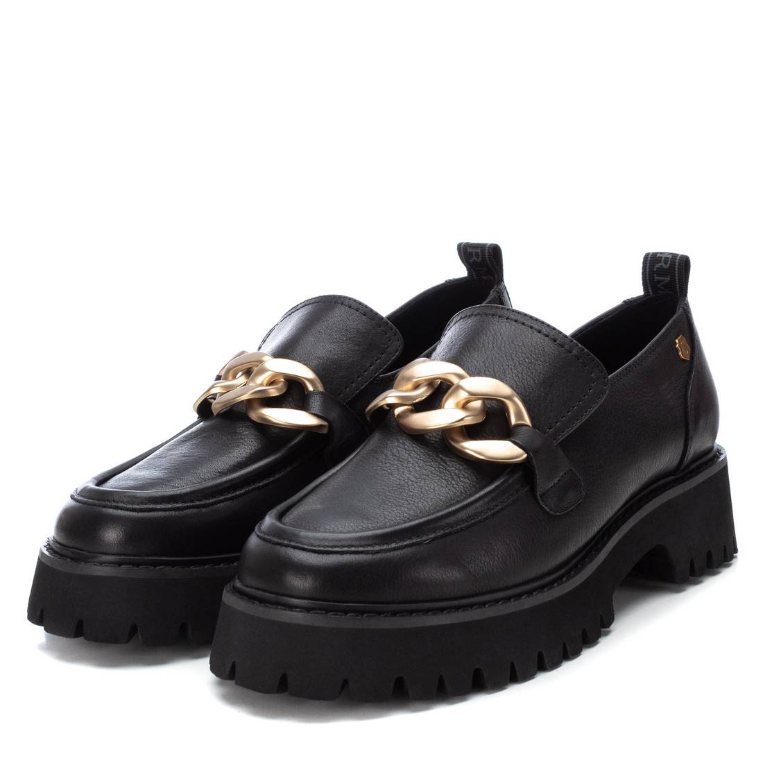 Carmela 16106101 mocassins cuir noir chaîne