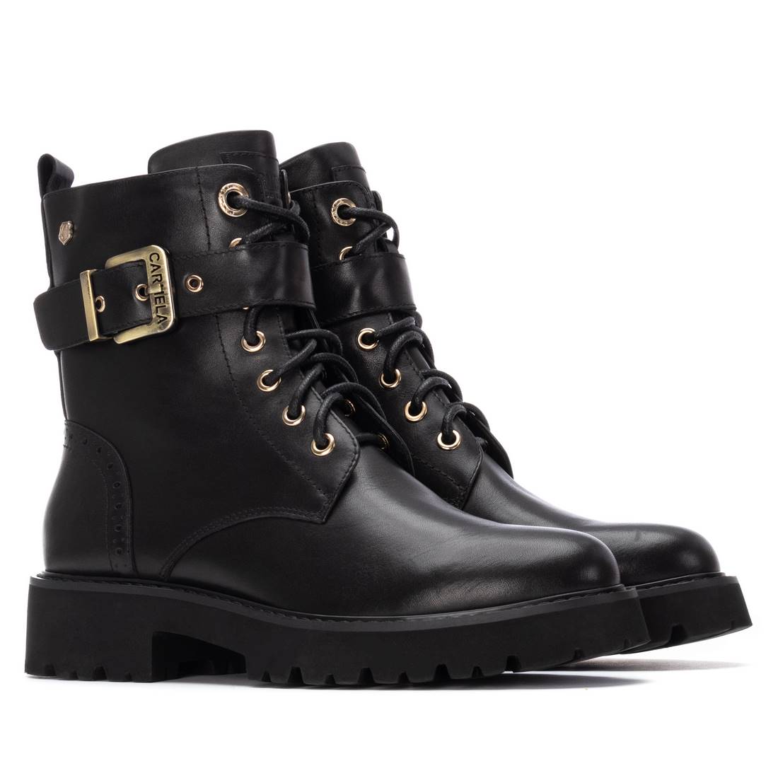 Carmela 16259801 bottines noires cuir à talon bas