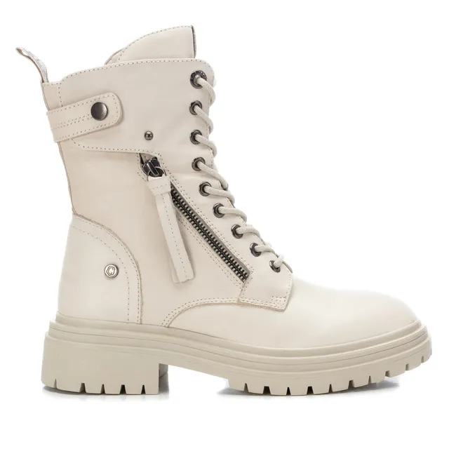 Carmela 16011402 bottines militaires blanches cuir lacets