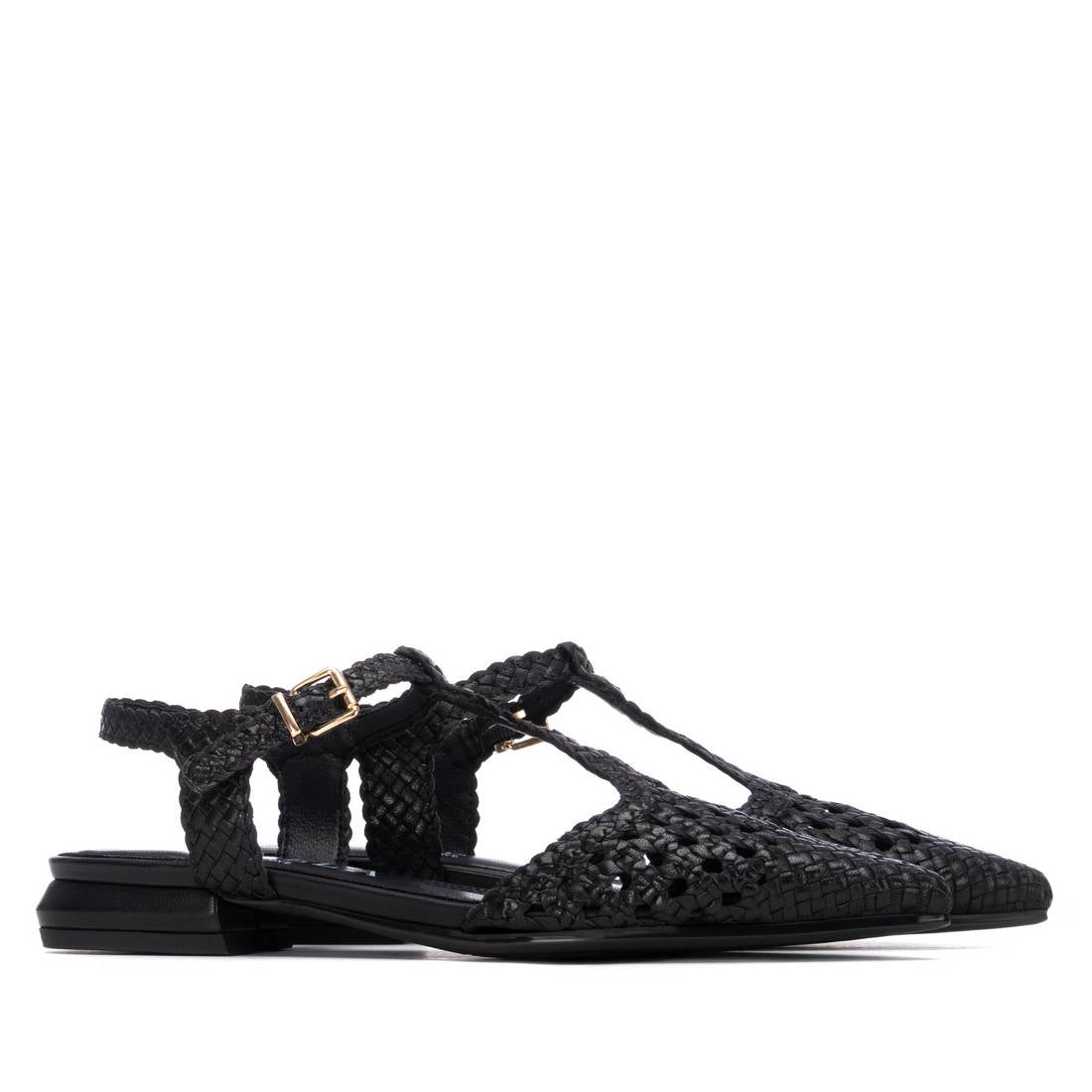 Carmela 16313203 sandales cuir noir tressé