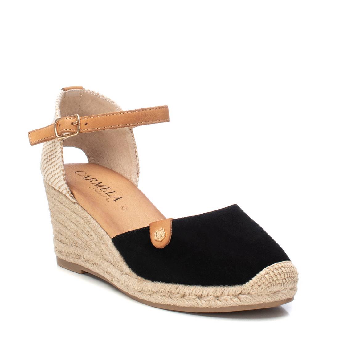 Carmela 16161801 espadrilles cuir noir compensées