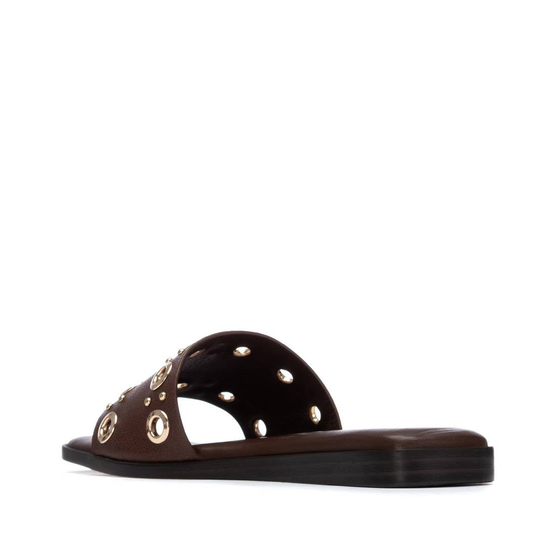Carmela 16320302 sandale plate marron cuir métal