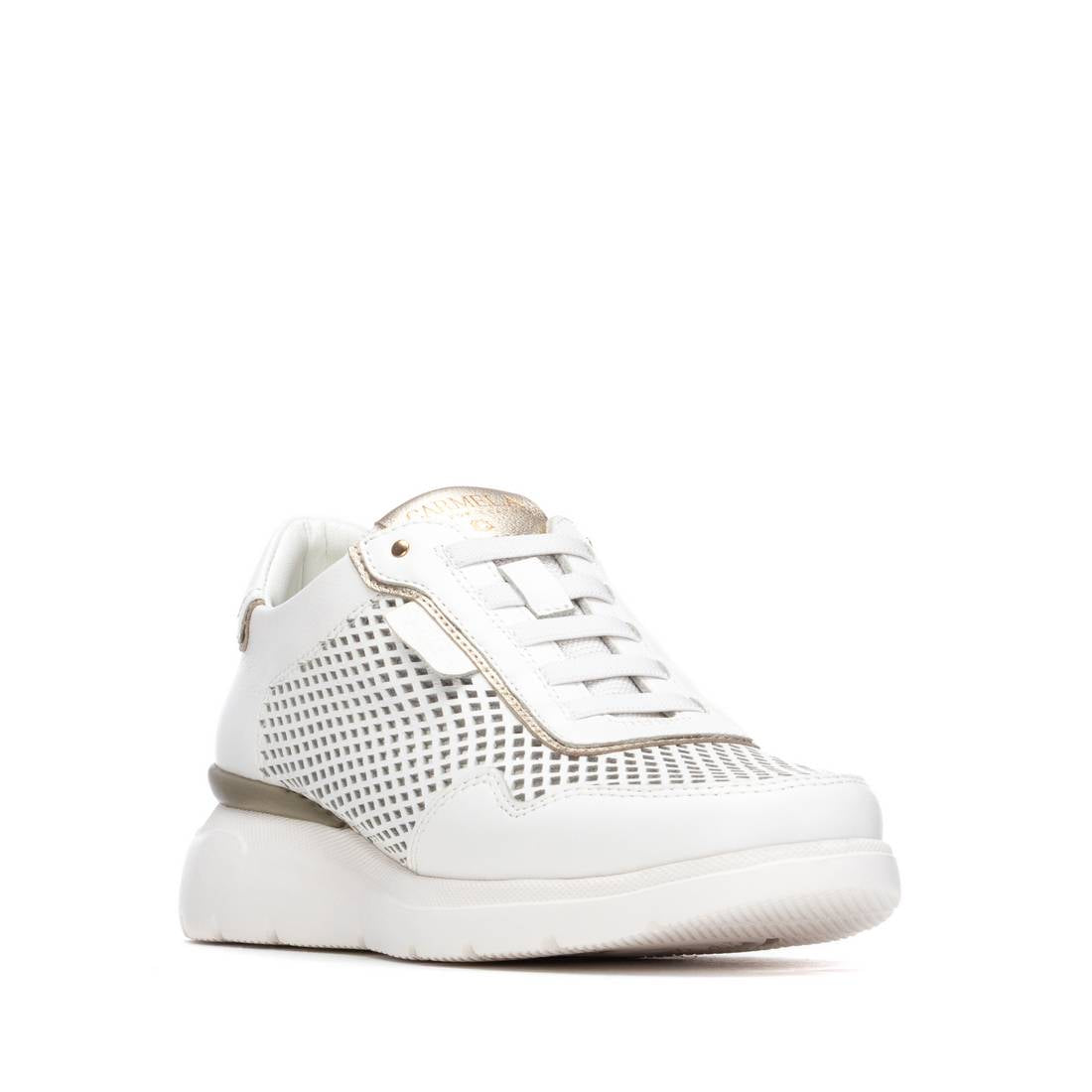 Carmela 16321104 sneaker cuir blanc ajouré