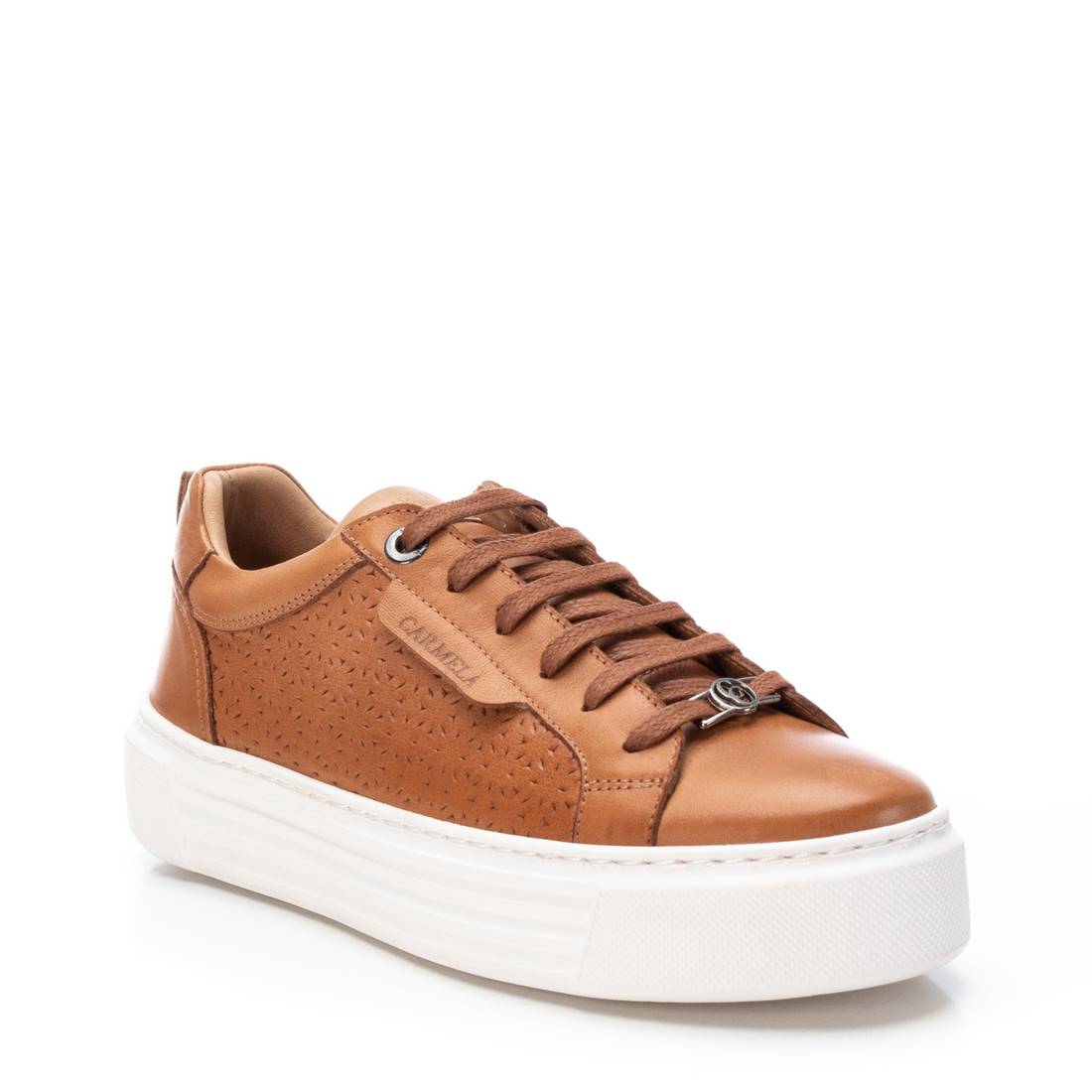Carmela 16055802 sneaker cuir marron ajourée lacets