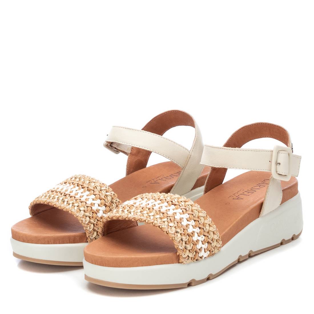 Carmela 16059003 sandale cuir marron plate