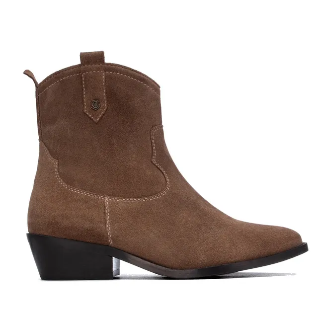 Carmela 16417504 bottines cuir taupe talon bas