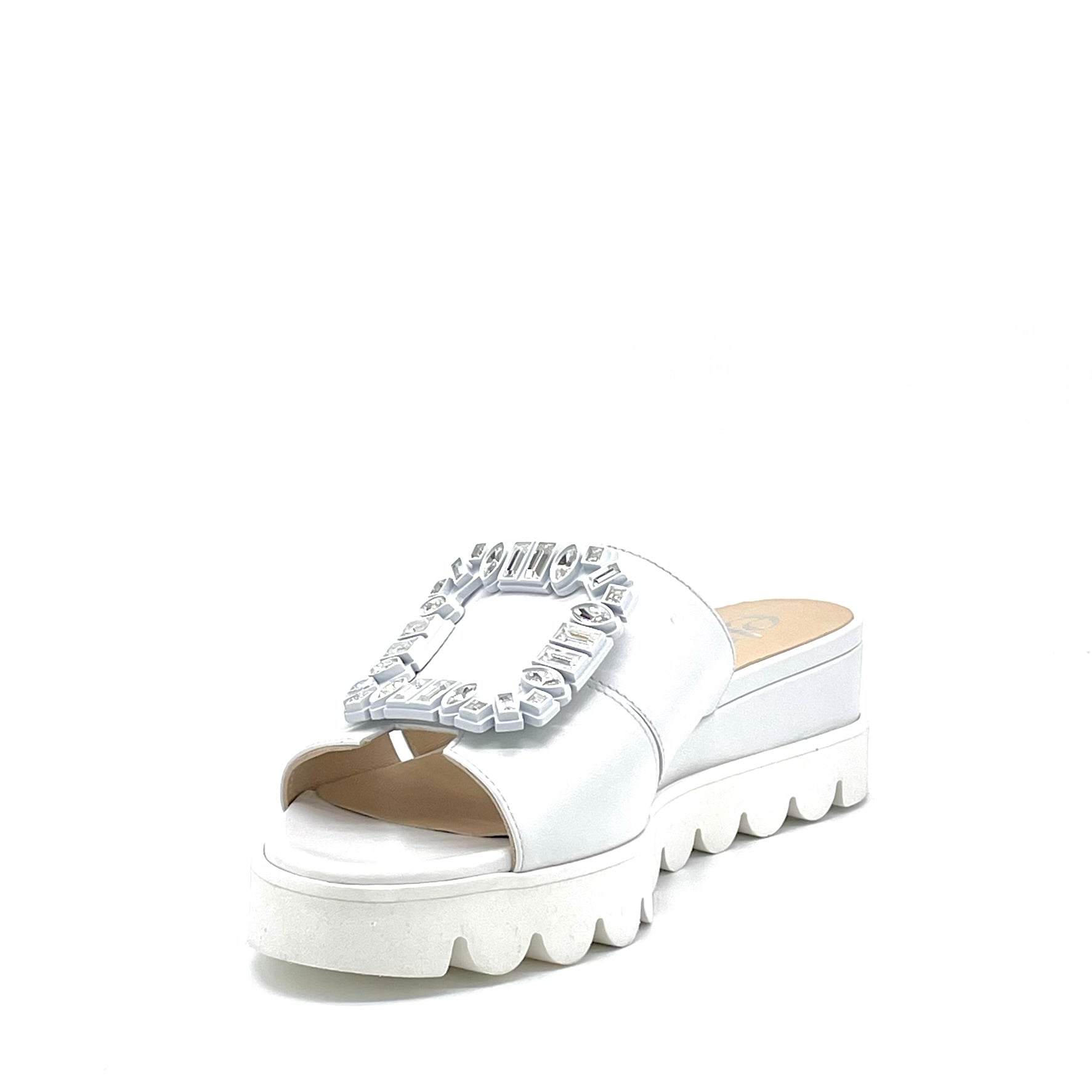 Elata 15178 mule blanche bijou compensée 5 cm